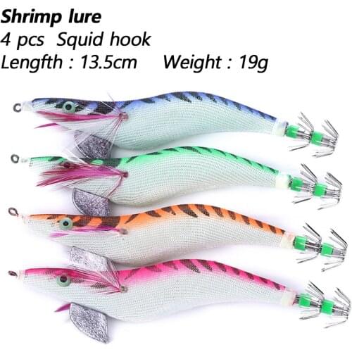 Boat Jigging Slow Wood Shrimp Luminous Squid Hook Bait Octopus Squid Shrimp Fishing Bait Catfish Oft Baits Fishing Lures