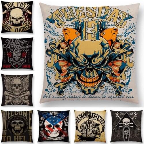 Metal Rock Death Punk Skull Head Devil Steam Music Spaceman Piston Wings Gun Headset Good Cushion Cover Sofa Pillow Case