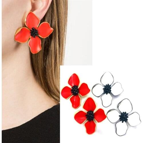 CSxjd Fashion Women Enamel Flower Clip Earrings Women earrings jewellery