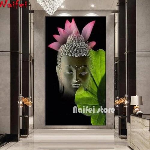 Buddha Zen Flower Large Diy Diamond Painting Full Square Round Drill 5d Diamond Embroidery Kits Wall Decoration