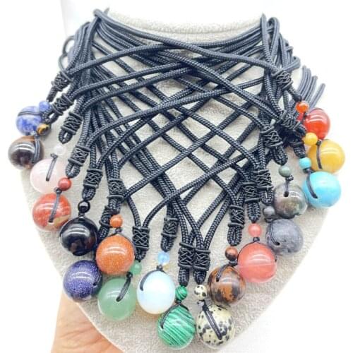 Natural Gem Stone Quartz Crystal Opal Tiger Eye Rainbow 18Mm Bead Ball Pendant For Diy Jewelry Necklaces Transfer Good Luck Bead