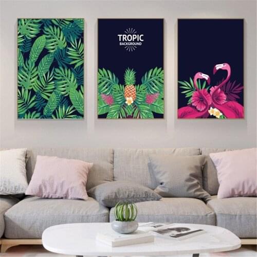 Nordic Tropical Flamingo Poster Canvas Print Painting Wall Art Living Room Home Decoration