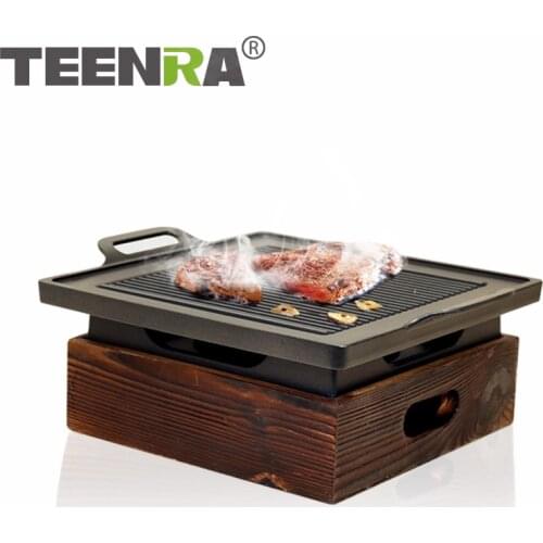 TEENRA Portable BBQ Grill Korean Japanese Barbecue Grill Charcoal BBQ Oven Household Non-stick Cooking Tools