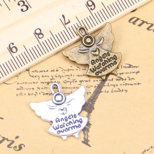 12pcs Charms For Jewelry Making guardian angel watching over me 20x19mm Antique Silver Plated Pendants DIY Handmake Necklace