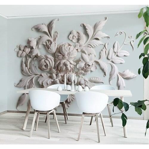 Custom 3d Embossed Photo Wallpaper Murals European Peony Flower Painting for Hotel Lobby Bedroom TV Background Wall Decoration