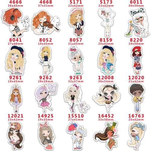 DIY Craft Supplies Sewing Accessories Cartoon Girl Printed Planar Resins Mold 10 Pieces. PR-4666