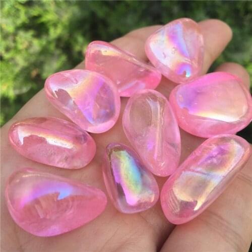 Natural Quartz Electroplating Rose Gravel Crystal Colorful Angel Aura Breakstone Minerals Healing Energy Decoration wholesale