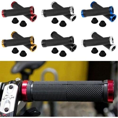 2pcs Rubber Bike Handlebar Grips Non-slip Double Lock Bicycle Grip Mountain Road Cycling Handlebars Covers Riding Accessories