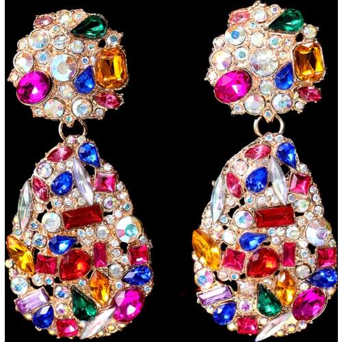 Huitan Gorgeous Ladys Dangle Earrings Full Paved Bright Stone Wedding Party Bridal Earring Women Statement Jewelry Dropshipping