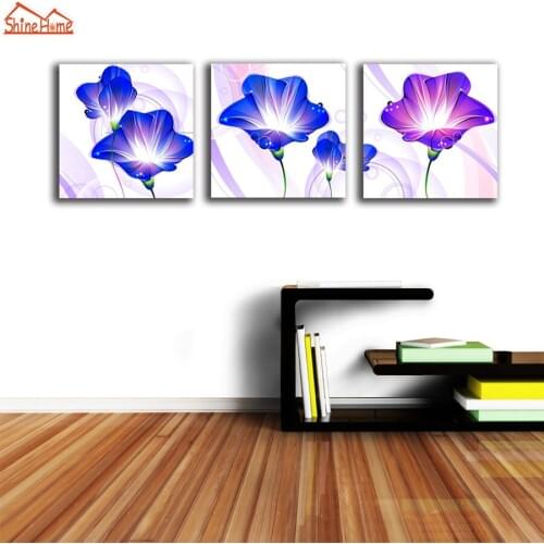 ShineHome-3pcs Wall Painting Canvas Prints Triptych Modular Lily Blossom Nature Flower Picture for Living Room Pictures Art