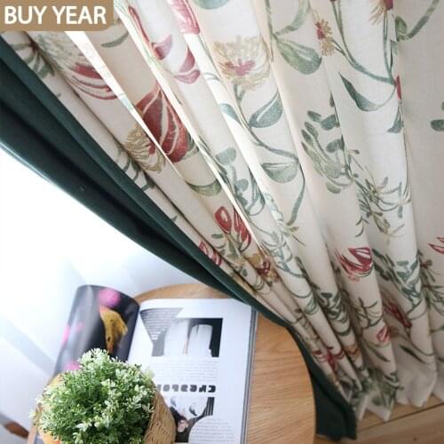 American Garden Curtains for Living dining Room Bedroom Cotton and Linen Fabric Printing Curtains Tulle product customization