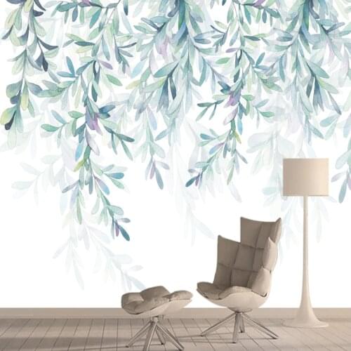 Modern 3d Walls Papers Home Decor Paper Murals Simple Wallpapers for Living Bedroom Green Leaves Contact Peel and Stick Rolls