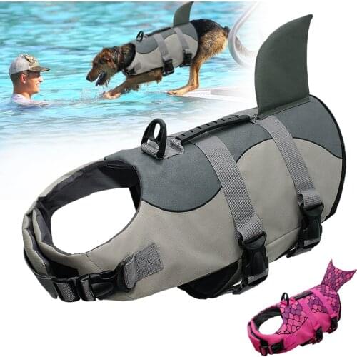 Dog Life Jacket Pet Jacket Vest Dog Lifesaver Shark Vests Dog Safety Clothes Swimming Suit For Swimming Pool Beach Boating