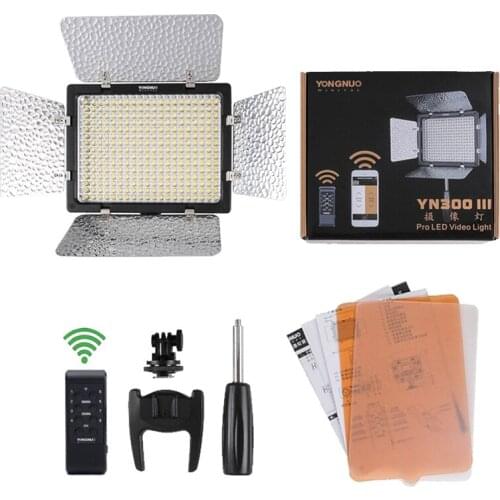 Yongnuo YN300 III 3200K-5500K Pro LED Video Light On Camera Lighting for Wedding + NP-F550 Battery + Charger for Canon Nikon etc