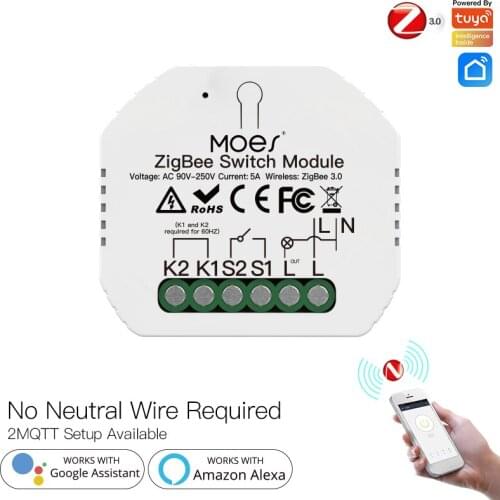 Tuya Smart Light Switch No Neutral Wire Single Fire Light Module Timer Smart Life App Control ZigBee Work With Alexa Google Home