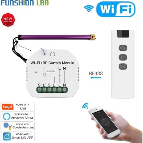 WiFi RF Smart Curtain Module Switch for Electric Roller Shutter Motor Tuya Wireless Remote Control Work with Alexa Google Home