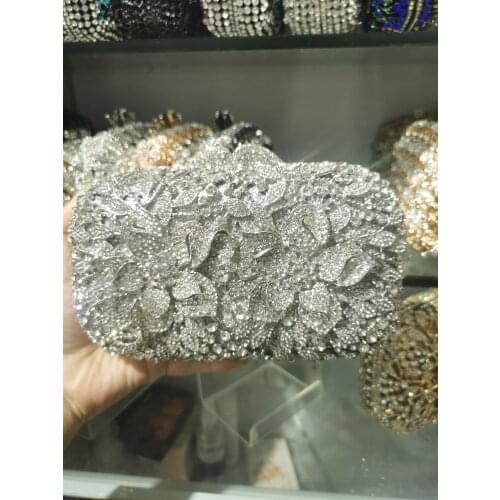 XIYUAN Women Gold/Silver/Black/Champagne Color Diamond Evening Clutch Bag Party Crystals Clutches Wedding Purses Ladies Handbags