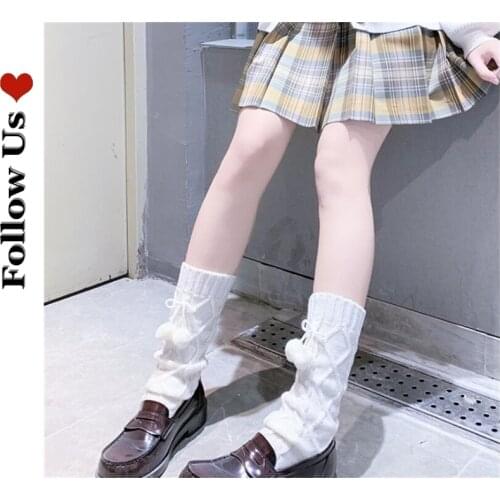 Japanese Girl Thermal Socks Pile Pile Socks Knitted White Over-the-knee Stockings Kawaii Woolen Leggings Boots Socks for Women