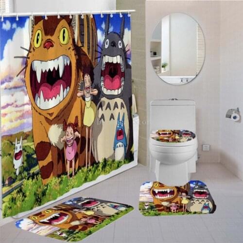 Custom Anime High Quality My Neighbor Totoro Shower Curtain Waterproof Bathroom Polyester Fabric Bathroom Curtain