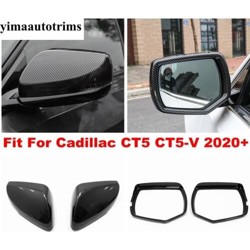 Door Rearview Mirror Protector Decoration Cover Trim ABS Chrome / Carbon Fiber Look Accessories For Cadillac CT5 CT5-V 2020 2021