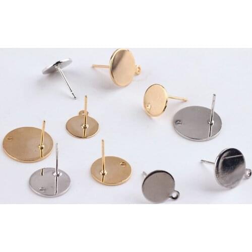 10pc Manual Copper Gold Plated Jewelry Accessories Color Retention Simple Circular Hole With Hanging Earring Materials Wholesale