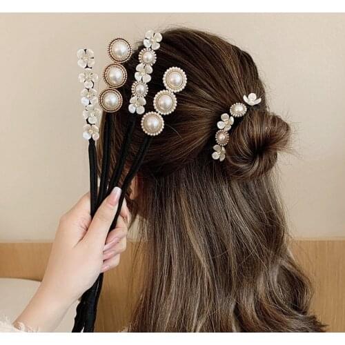 2021 Korean Shell Flower Pearl Simple Hair Bun Maker Temperament Hair Styling Tool Hair Accessories Wild Headdress Women
