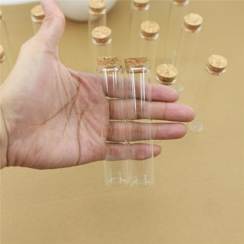 24 Pieces 25ml 22*100mm Glass Jars Corks Bottles Test Tube Stopper Spice Bottles Container Jars Tiny Vial Small Glass Bottle
