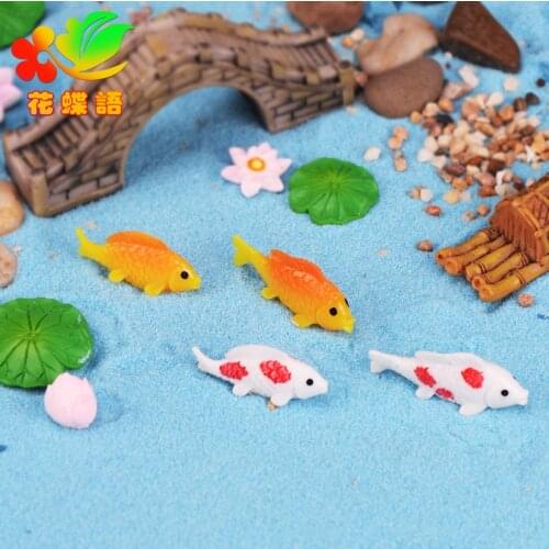 3pcs/set Decorative Colorful Red Fish Miniature Mini Micro Landscape Ornaments Resin Figurines Home Decoration