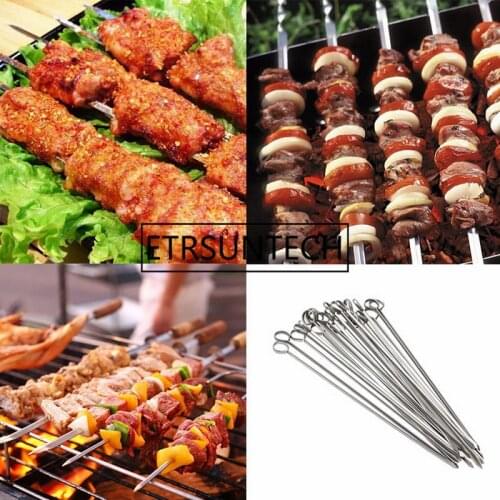 30cm Barbeque Skewers Needle Iron Utensil Fork Kitchen Family Outdoor Traveling BBQ Needle Tool Easily Cleaned