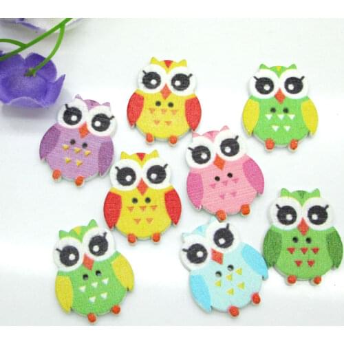 50pcs 21x25mm Mixed Bird Owl Wooden Buttons For Clothes Crafts Sewing Decorative Needlework Scrapbooking DIY Accessories
