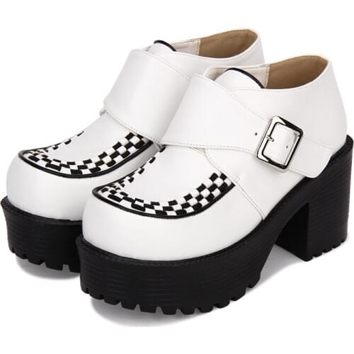 Angelic imprint New Arrival Punk Lolita style Chunky Heel Women Shoes Round Toe Women Pumps size 35-39