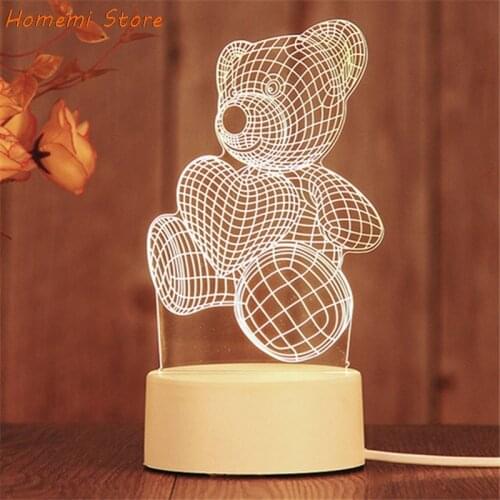 3D LED Night Light Creative USB Table Lamp Wedding Decoration Birthday Party Home Decor Valentines Day Gift