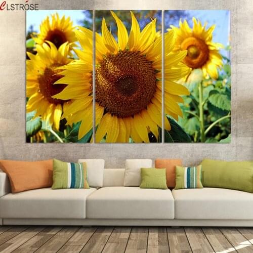 CLSTROSE Luxry 3 Panel Modern Painting Home Decorative Art Picture Paint On Canvas Prints Painting Sunflower The Field Unframed