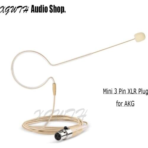 Headset Headworn Microphone 3 Pin Mini XLR Head Microphone for AKG Samson Wireless System Bodypack Transmitter Single Earhook