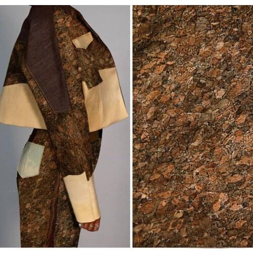 Imitation leather wood pattern bronzing three-dimensional soft thick heavy texture designer fabric