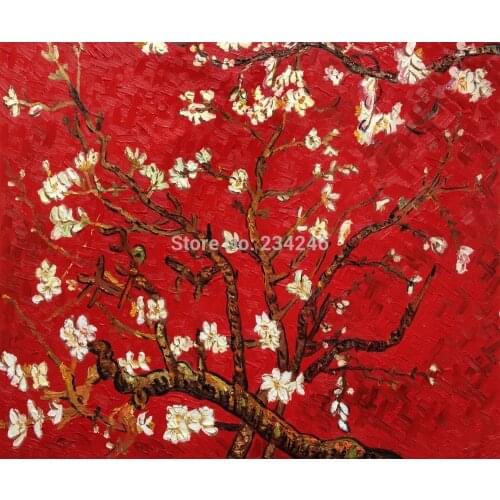 Handpainted Oil Painting Canvas Branches of an Almond Tree in Blossom Vincent Van Gogh Painting Flower Wall Art