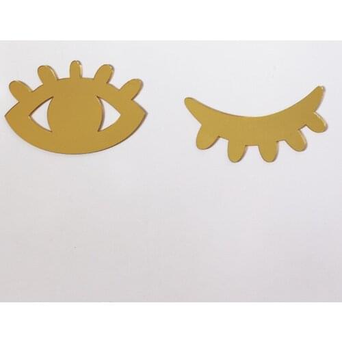 2Pcs Hot Acrylic 3D Eyelash/Glass Wooden Eyelash Wall Sticker For Nursery Kids Room Selfadhesive Background DIY Home Decoration
