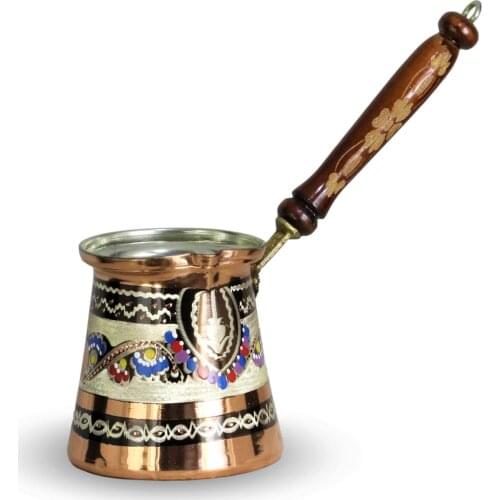 Morya Copper Turkish Coffee Pot Mocha Espresso Latte Ewer Vintage Jazzva Briki Coffee Pot Kettle Drink Tool Cafetiere Stovetop 650ml