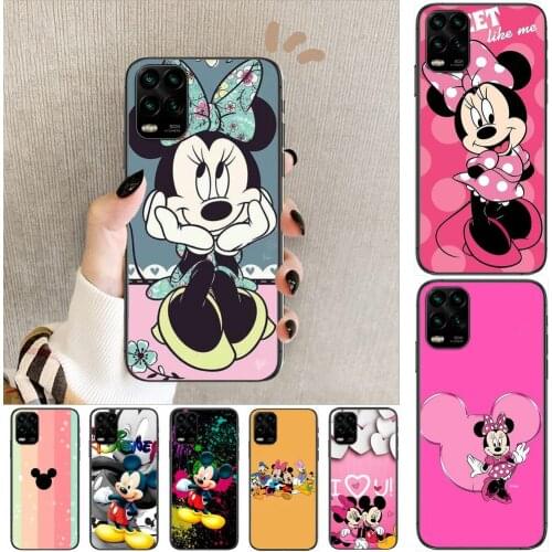 Cute Mickey and Minnie cartoon Phone Case For XiaoMi Redmi Note 10 9S 8 7 6 5 A Pro T Y1 Anime Black Cover Silicone Back Pre