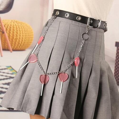 New 1pc Harajuku Transparent Purple Heart Lollipop Metal Key Chain For Women Punk Jeans Waist Pant Keychains Accessories Jewelry