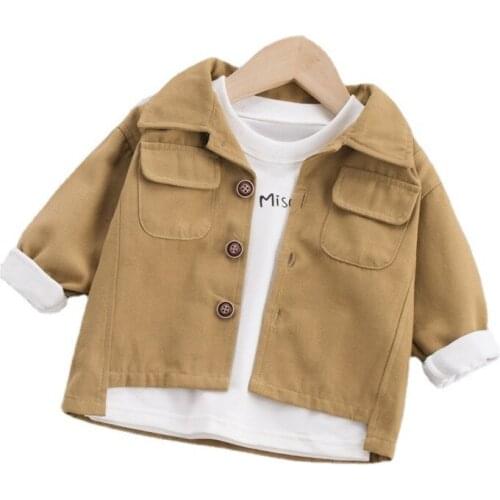 New Spring Autumn Children Fashion Clothes Baby Boys Girls Cotton Jacket Kids Infant Pocket Clothing Toddler Casual Costume