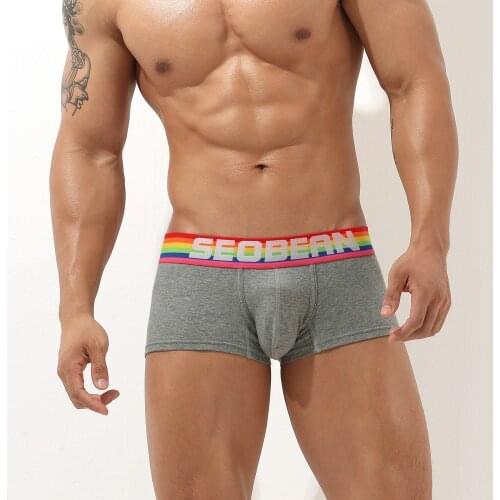 New SEOBEAN Mens Low Rise Cotton Underwear Sexy Boxer Trunk