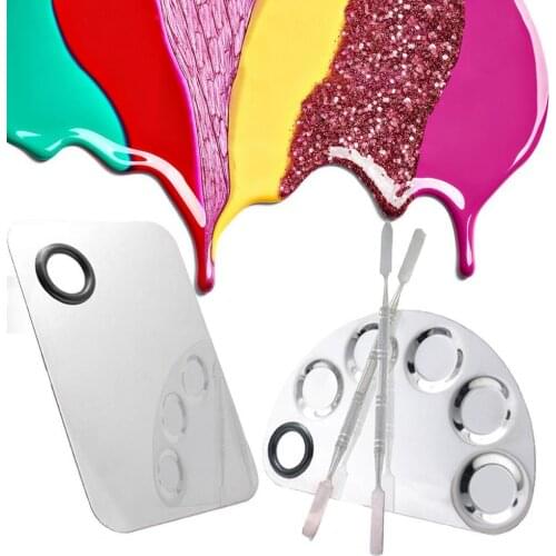 Mixing Plate Smooth Surface Multifunctional Various Shapes Stainless Steel Makeup Mixing Color Palette for Cosmetic