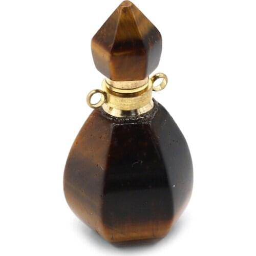 Natural Semi-Precious Stones Perfume Bottle Pendants Irregular Charm Pendant Necklace For Jewelry Making Accessories 28x35mm