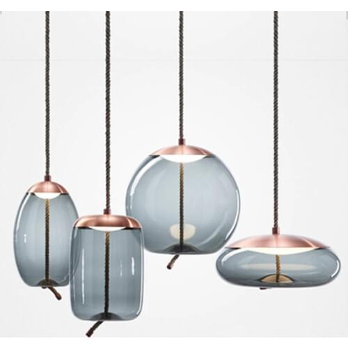 Nordic postmodern minimalist restaurant chandelier ins personality retro light luxury living room cafe glass bar chandelier