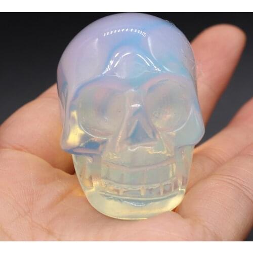 Creative Skull Home Decoration Christmas Natural Stone Opal Charms Crystal Office Desk Ornaments Hot Art Carving Statue Gifts