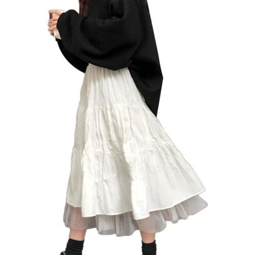 50% Skirt Woman Hot Sale Fashion Women A Line Pleated Tulle Elastic High Waist Party Long Maxi Skirt For Party Daily Wear