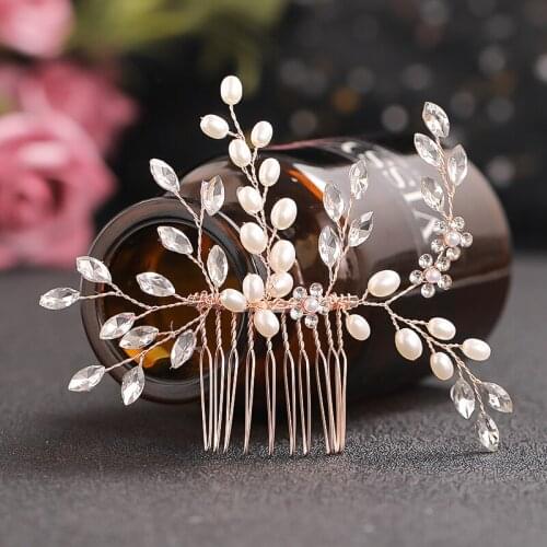 Bridal Hair Accessories For Women Pearl Rhinestone Hair Comb Women Hair Jewelry Silver Color Wedding Accessories Headpiece