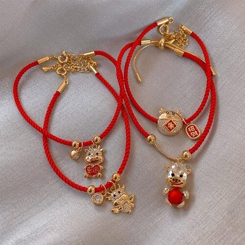 New Year of the Ox Zodiac Red Hand Rope Bracelet Braided Lucky Red Rope Bracelet For Women Lovers Gifts
