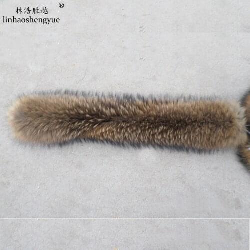 Linhaoshengyue 70cm 80cm Winter Real Natural raccoon fur hood collar ,High-quality Raccoon fur fashion Coat collar cap collar